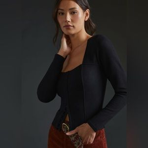 Ribbed Corset-Seamed Top